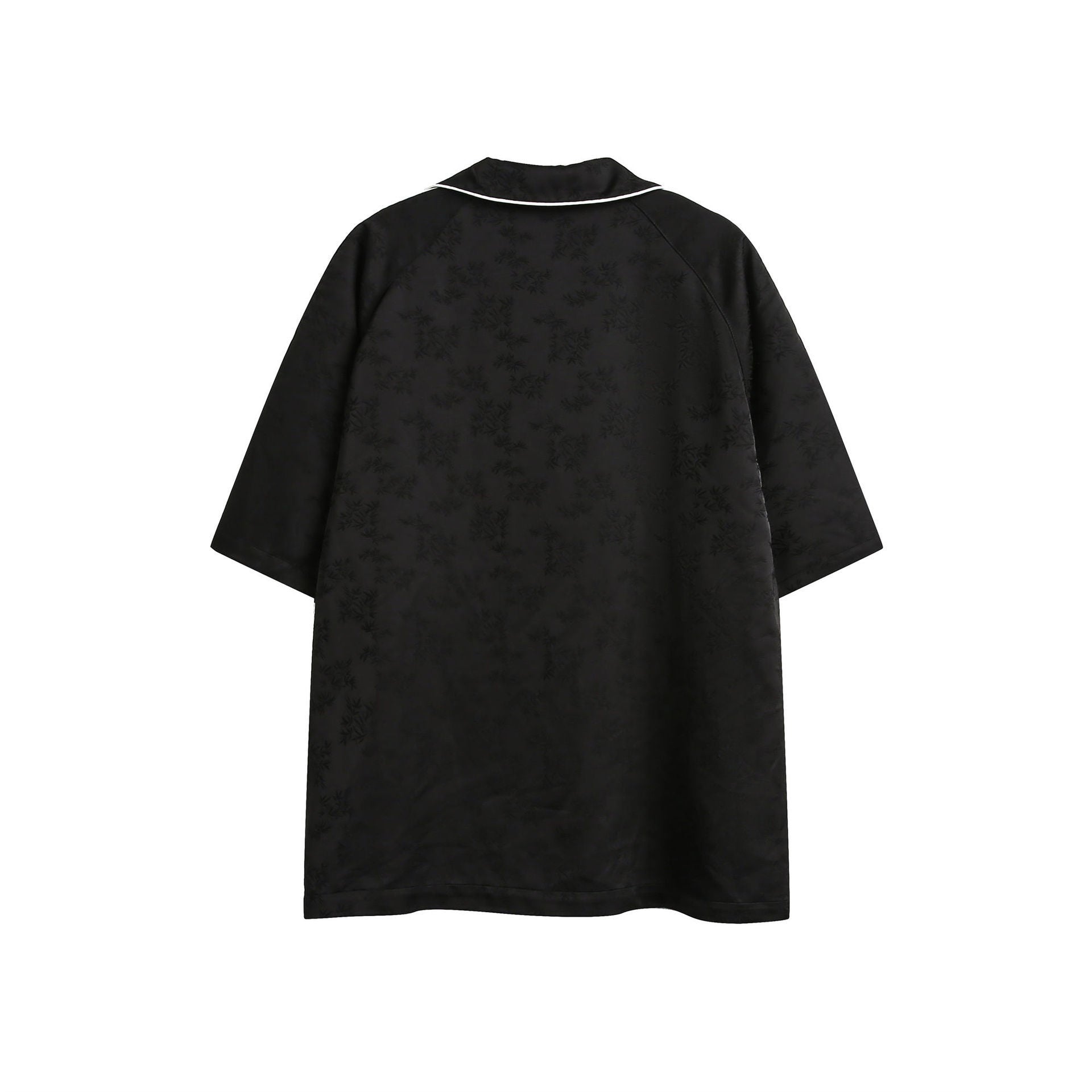 Striped Black Short Sleeve Turn-down Collar Shirt