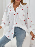 Outside Women's Casual Printed Love Loose Shirt
