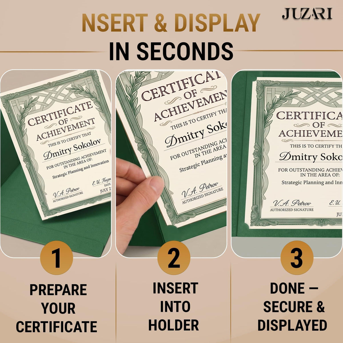 50 Pack Premium Green Certificate Holders 8.5 x 11 inch Heavyweight 300gsm Cardstock Diploma Holder & Certificate Folder Award Certificate Folders for Graduation with Gold Foil Diploma Cover