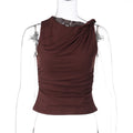 Women's Slim-fit Solid-color Sleeveless Top With A Twist Detail