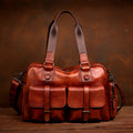 Full-grain Leather Vintage Tote Bag With Large Capacity