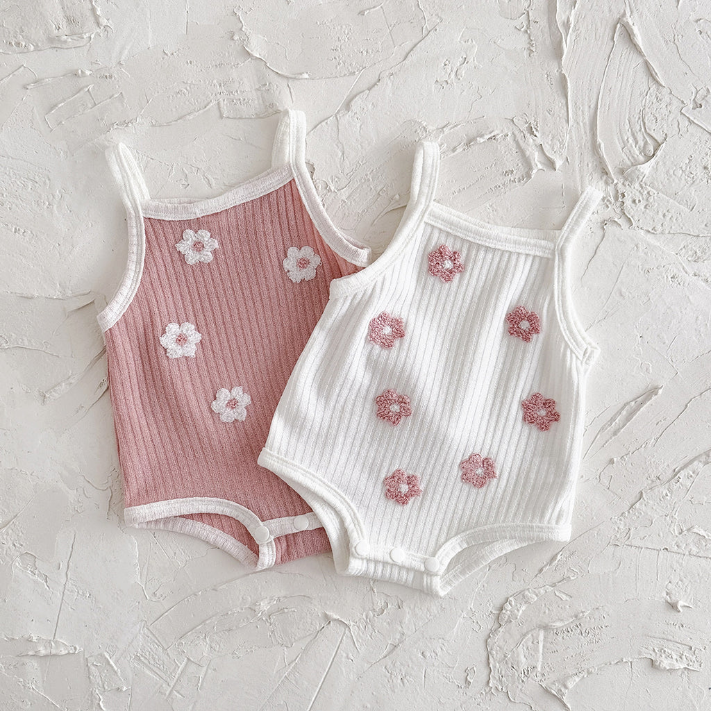 Floral Embroidered Baby Romper for Girls