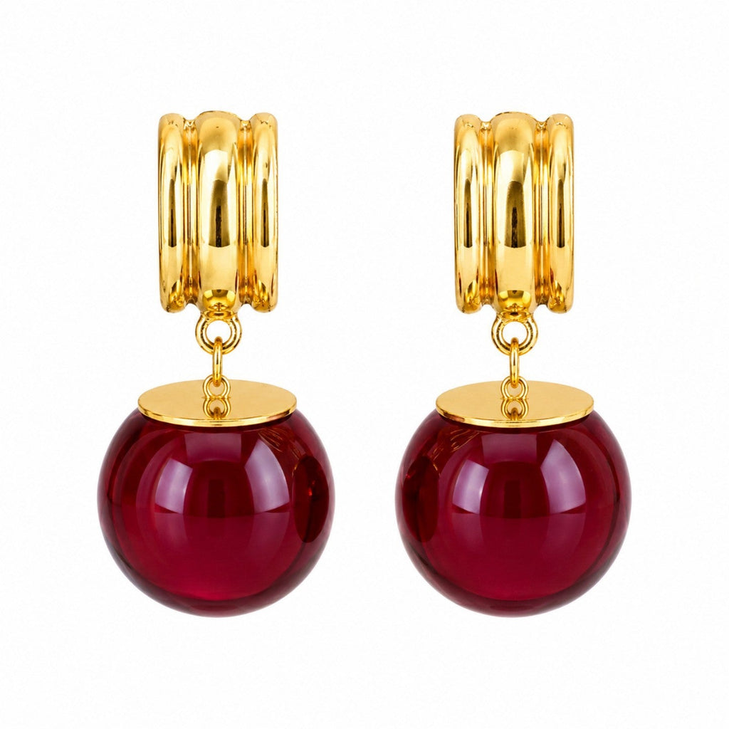 Monet Garden Colorful Crystal Ball C-Shaped Earrings French Style