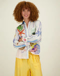 Satin Printed Graffiti Casual Shirt and Trousers Set