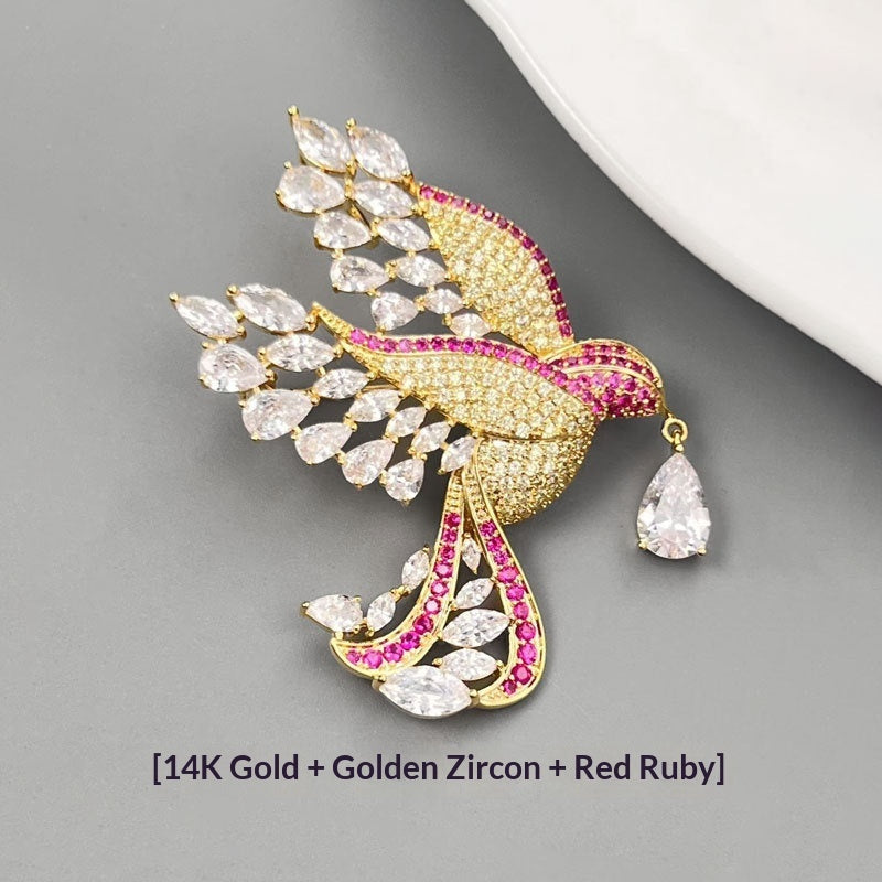 Fashionable Lightly Luxurious Micro-paved Zircon Bird Brooch