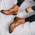 Mens Shoes British-style Height-increasing Leather Boots Hairstylist-pointed-toe Leather Shoes