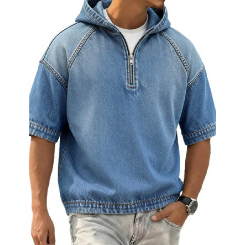 Sports Hoodie With A Half-zip And Hood