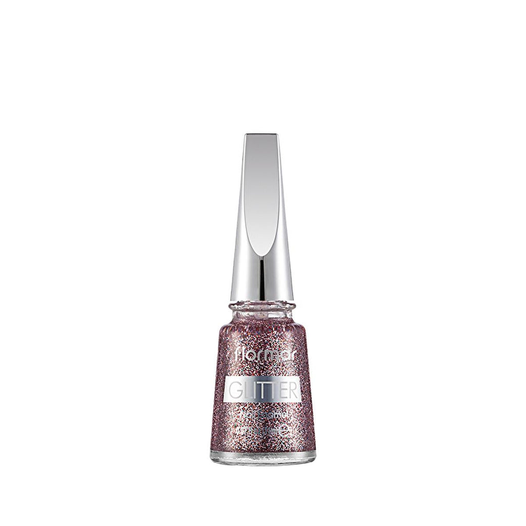 Flormar Glitter Semi-Transparent Nail Polish GL39 Red In Silver - Long Lasting