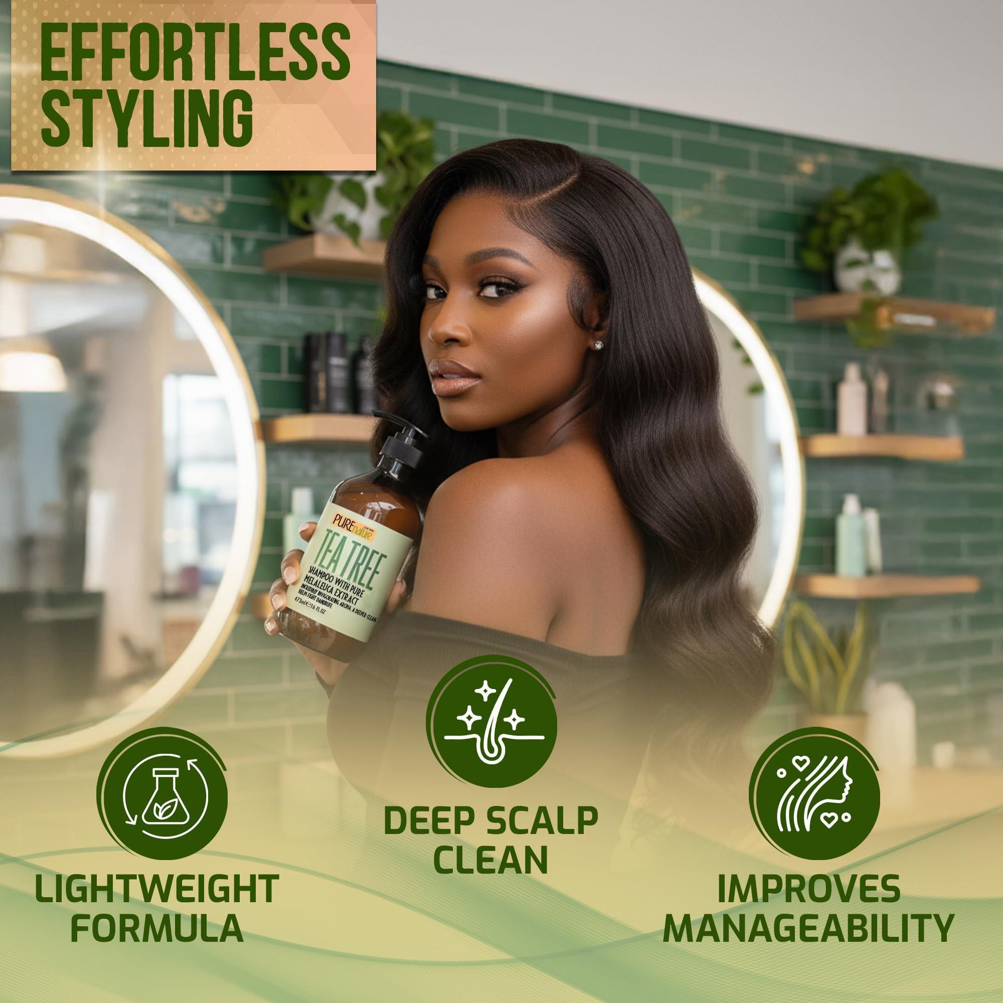 Tea Tree Shampoo Sulfate Free Anti Dandruff 16 Fl Oz Deep Cleanse for Oily and Itchy Scalp Buildup Remover Professional Oily Hair Salon Formula Paraben Free Shampoo for Women and Men