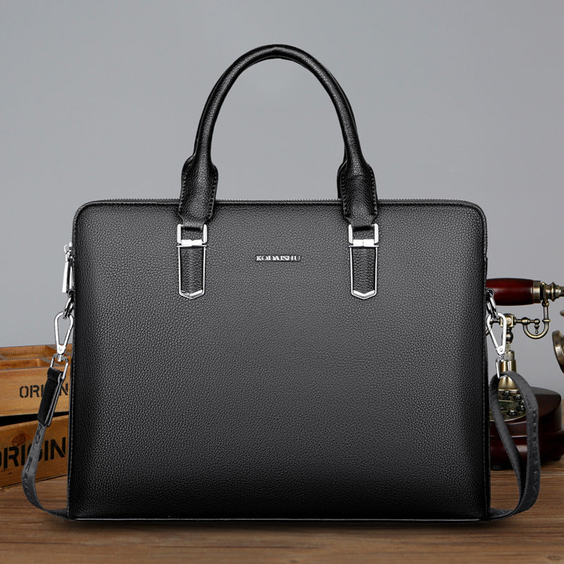 Men's Double Pull Leather Business Bag