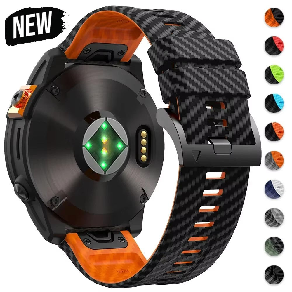 Silicone Watch Strap With Carbon Fiber Texture
