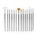 Nascita Nail Brush Set - 15 Piece Black Nail Brushes for Nail Care & Art - Professional Nail Art Supplies
