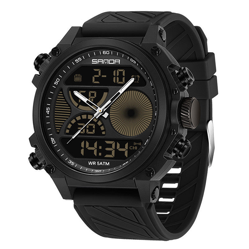 Outdoor Sports Waterproof Watch For Men Rugged Design With A Large Dial And Dual Display