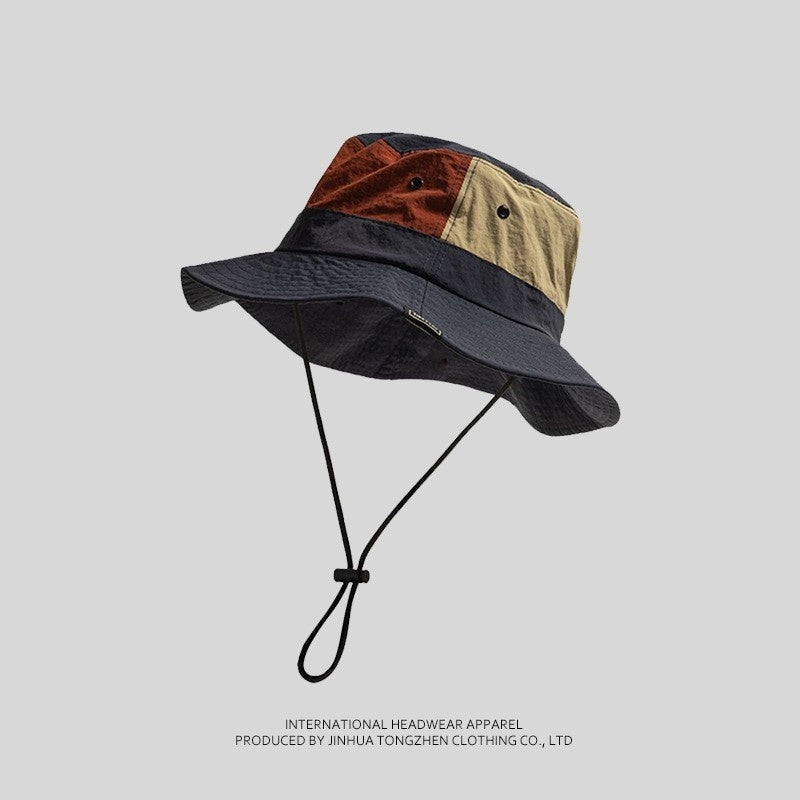 Bucket Hat Female Colorblock All-matching Outdoor Hiking Camping Tourist Hat Male