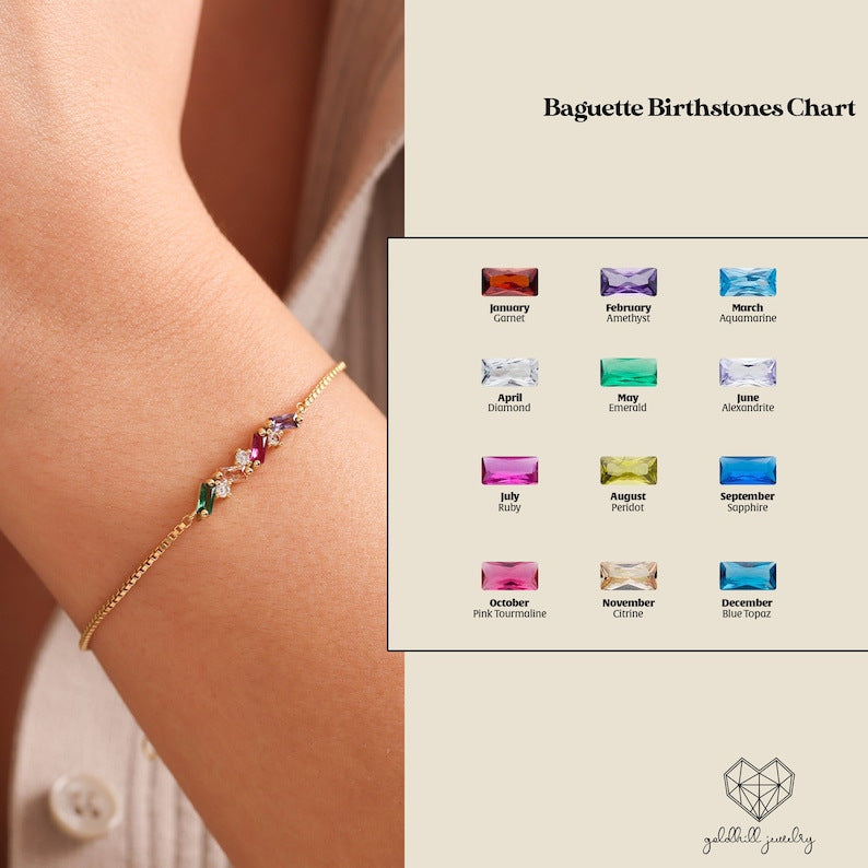 Birthstone Micro-paved Gold-plated Clavicle Necklace