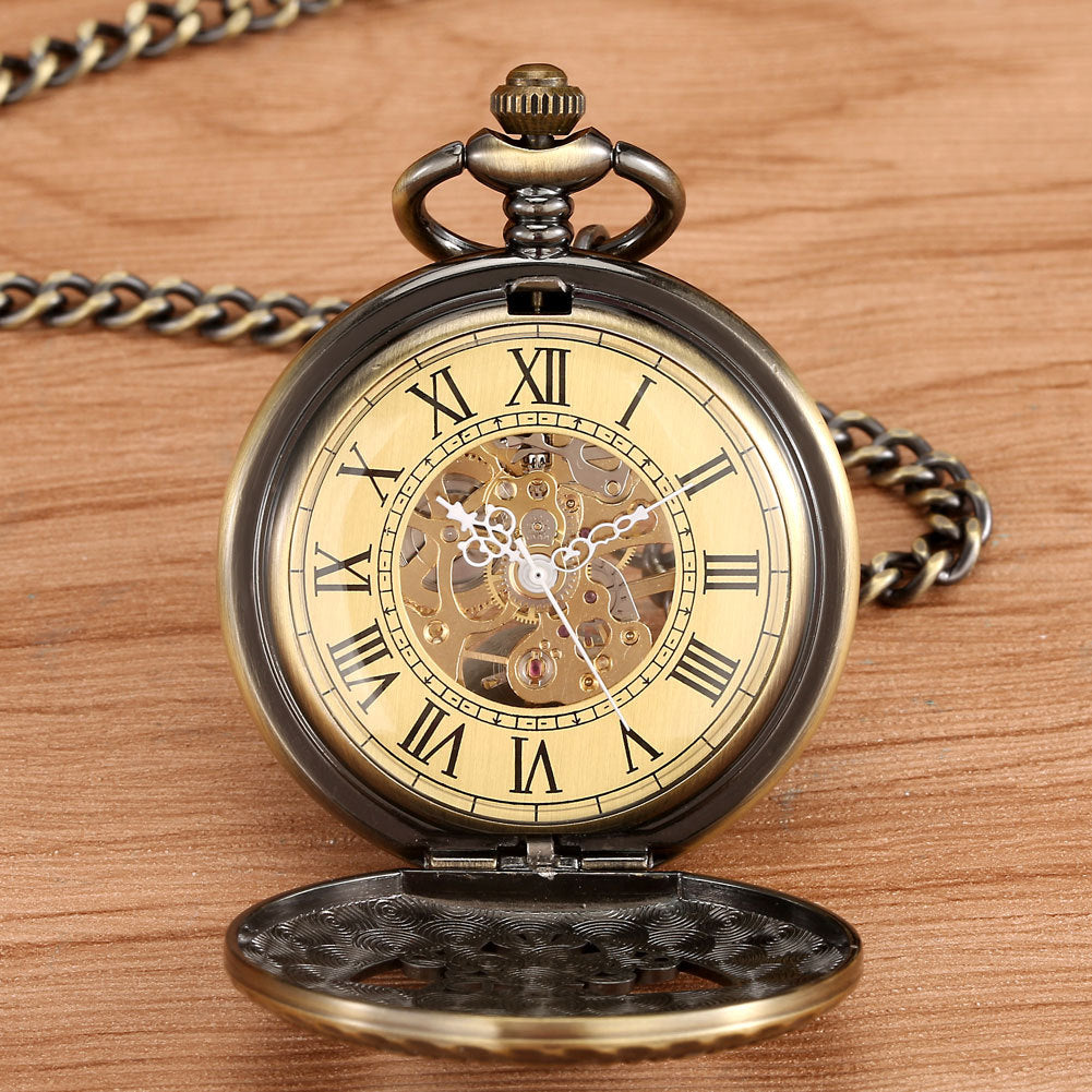 Roman-Numeral Manual Mechanical Pocket Watch