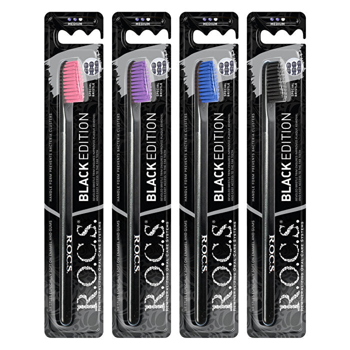 R.O.C.S. Black Edition Toothbrush - Elegant Design | Medium Hardness