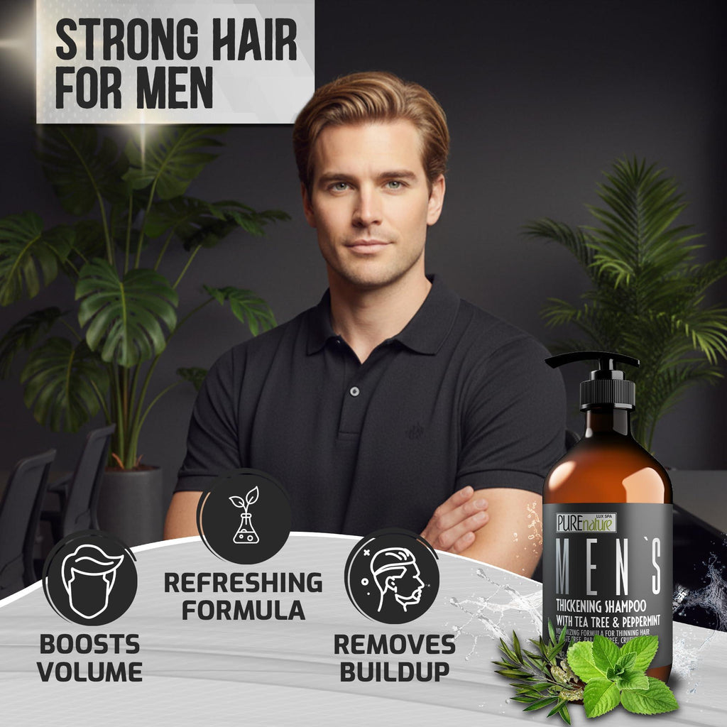 Mens Shampoo Sulfate Free for Thinning Hair 16 Fl Oz Volumizing and Hair Thickening Salon Grade Professional Formula for Thin and Fine Hair Men Strengthening Paraben Free Shampoo