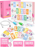 Pink Cinema Light Box with 312 Letters Emojis & 3 Markers Led Light Box for Girl