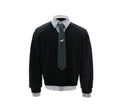 Striped Mock-two-piece Lapel Hoodie Cropped And Relaxed-fit