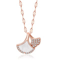 Dainty Ginkgo Leaf Pendant Necklace For Women, Shell & Zircon Adjustable Collarbone Chain, Elegant Long Sweater Chain Fashion Jewelry
