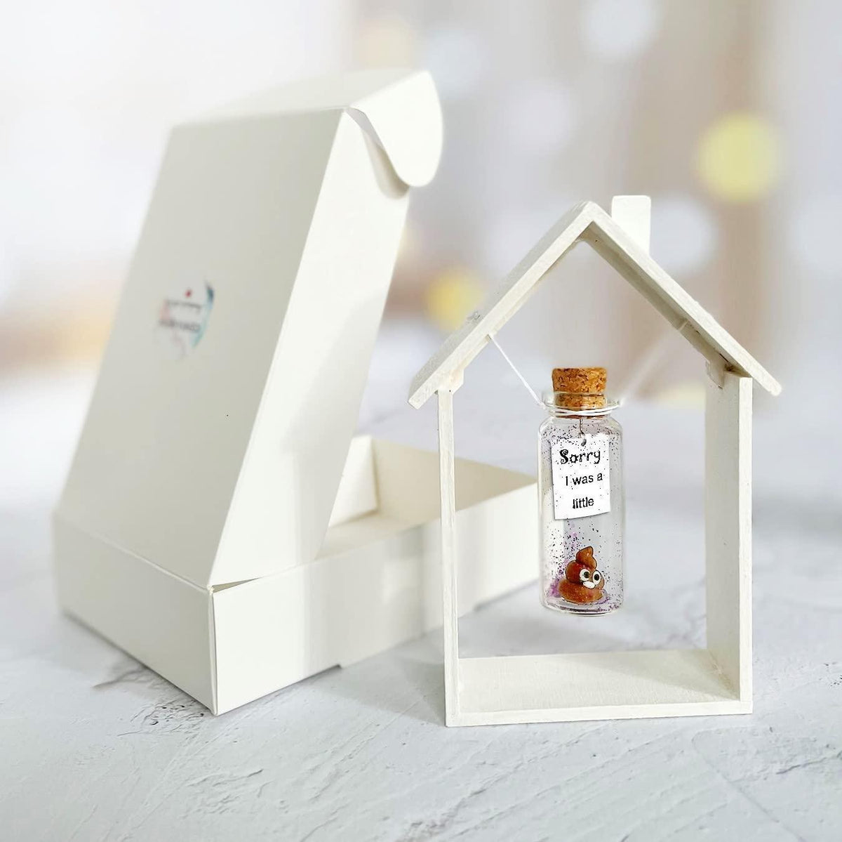 I'm Sorry Gifts for Her and Him Personalised Apology Gift Cute Poop in a Jar and Sorry Card Forgive Me Present Idea (in Beige Craft Box Sorry I was a little Rainbow Poop)