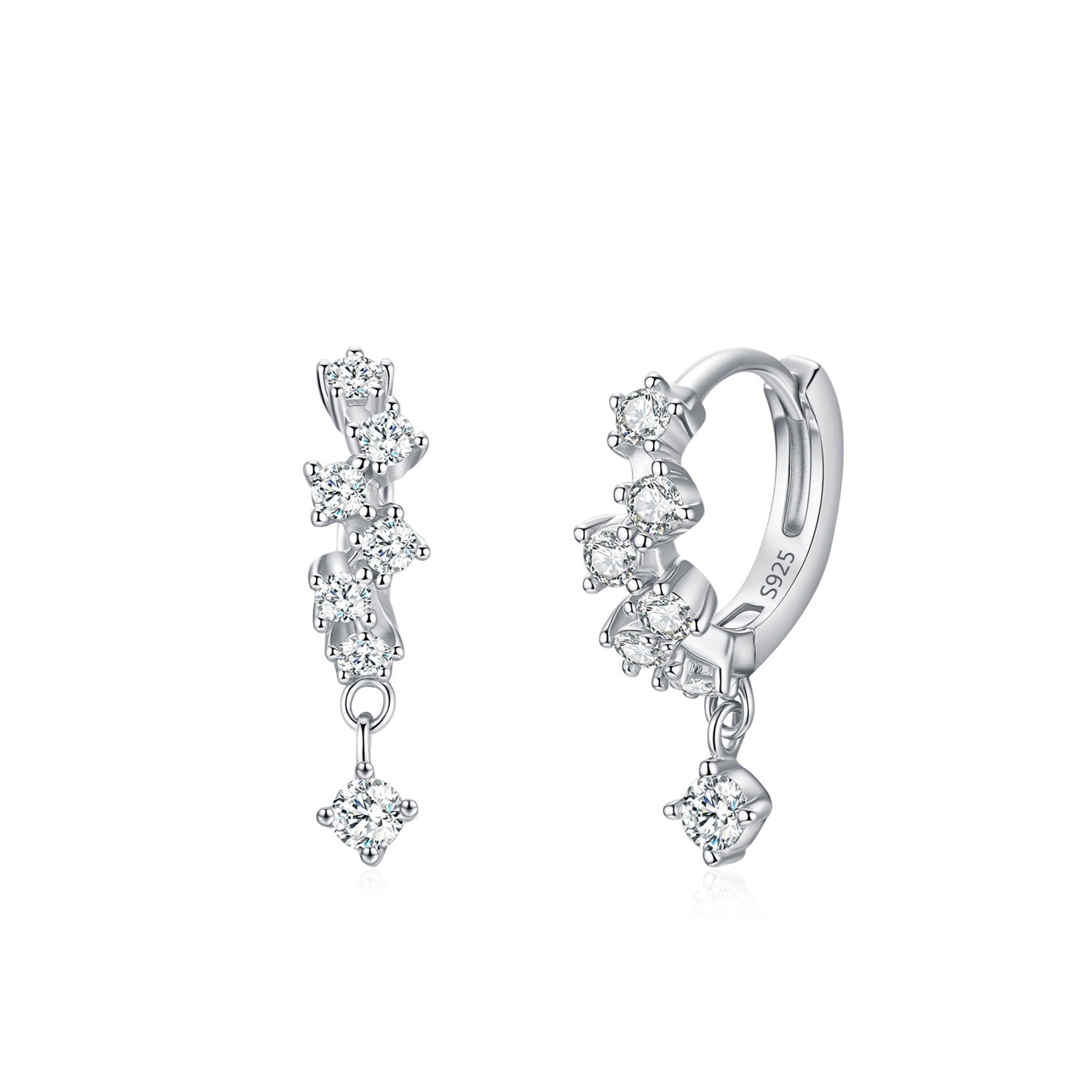 S925 Sterling Silver Geometric Irregular Sparkling Diamond Earrings For Women