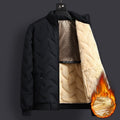 Mens Mid-Length Padded Fleece-Lined Cotton Coat With A Collar For Warmth