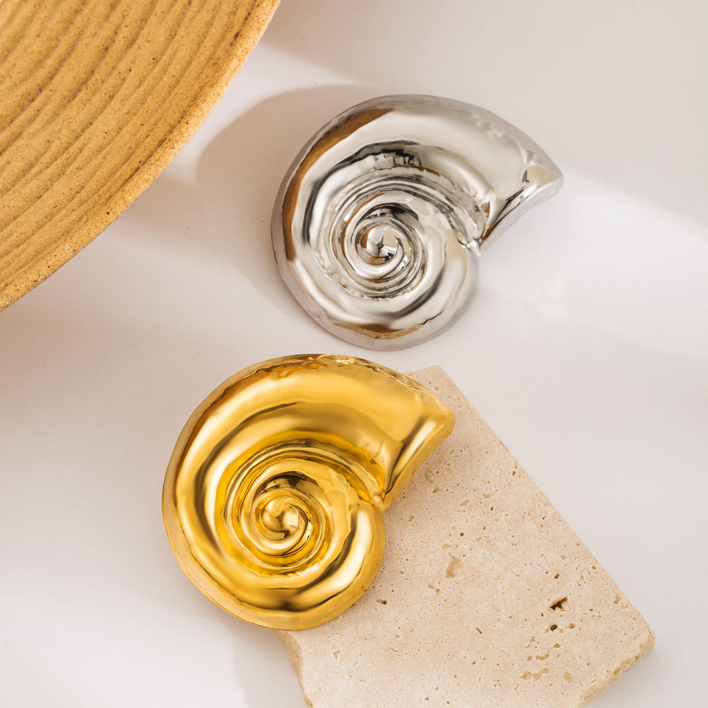 Conch-shaped Stainless Steel Brooch For Women