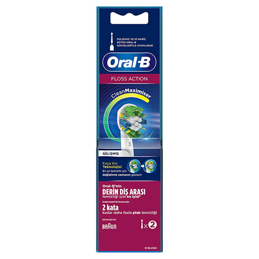 Oral-B Floss Action Replacement Toothbrush Heads (2-Pack) - MicroPulse Bristles, CleanMaximizer Technology