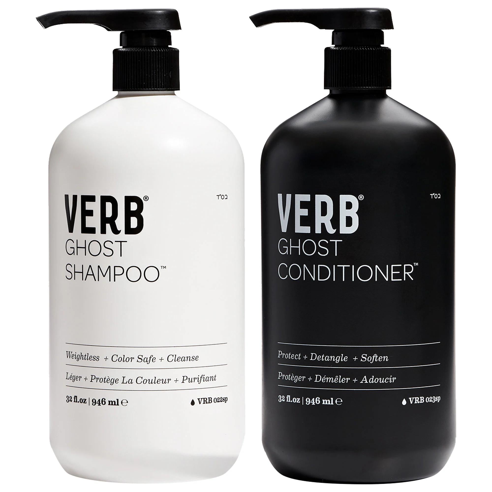 Ghost Weightless Shampoo and Conditioner Jumbo Set for Fine Hair - Vegan, Sulfate-Free, Moringa Seed Oil Hair Care
