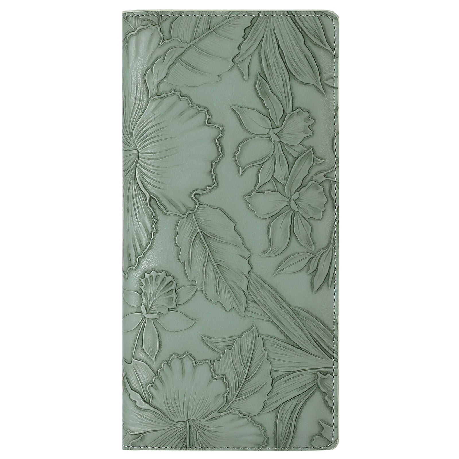 Floral Carved Womens Long Wallet With Embossed Pattern