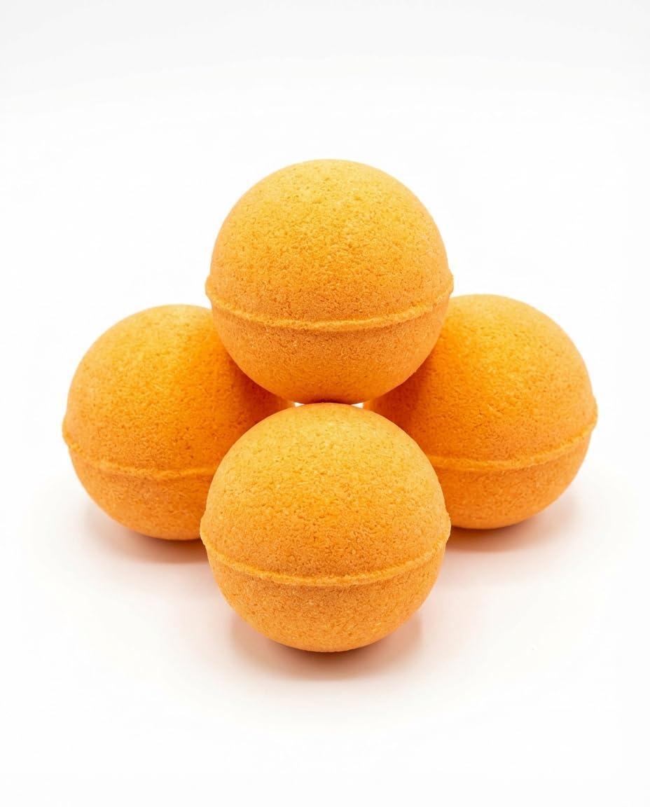 Bath Bombs Gift Set 4 Pack Orange Large 8 oz Fizzy Moisturizing Spa Bath Bombs Relaxing Aromas Gift Ready