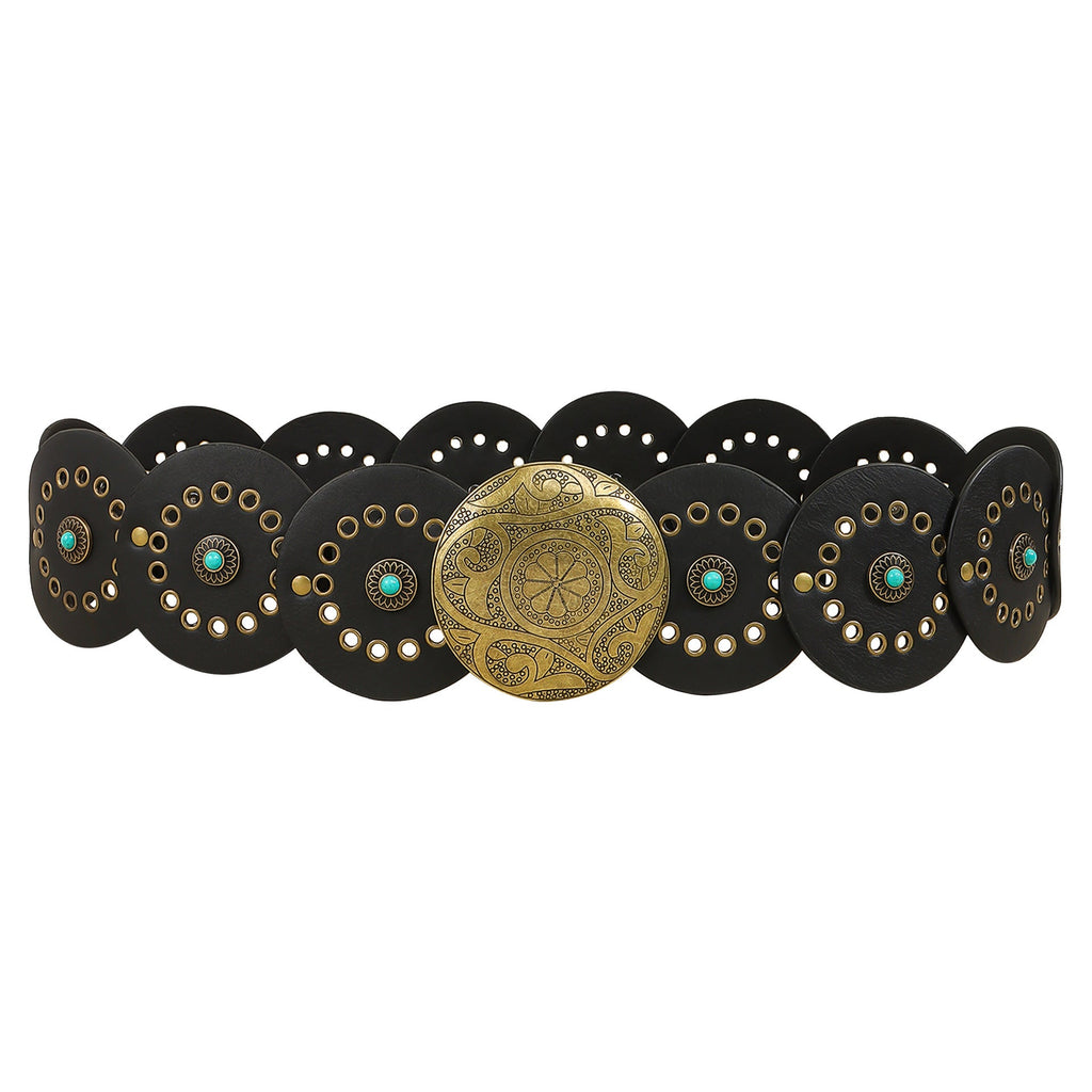 Waist Western Style Disc Personality Turquoise Air Eye Belt