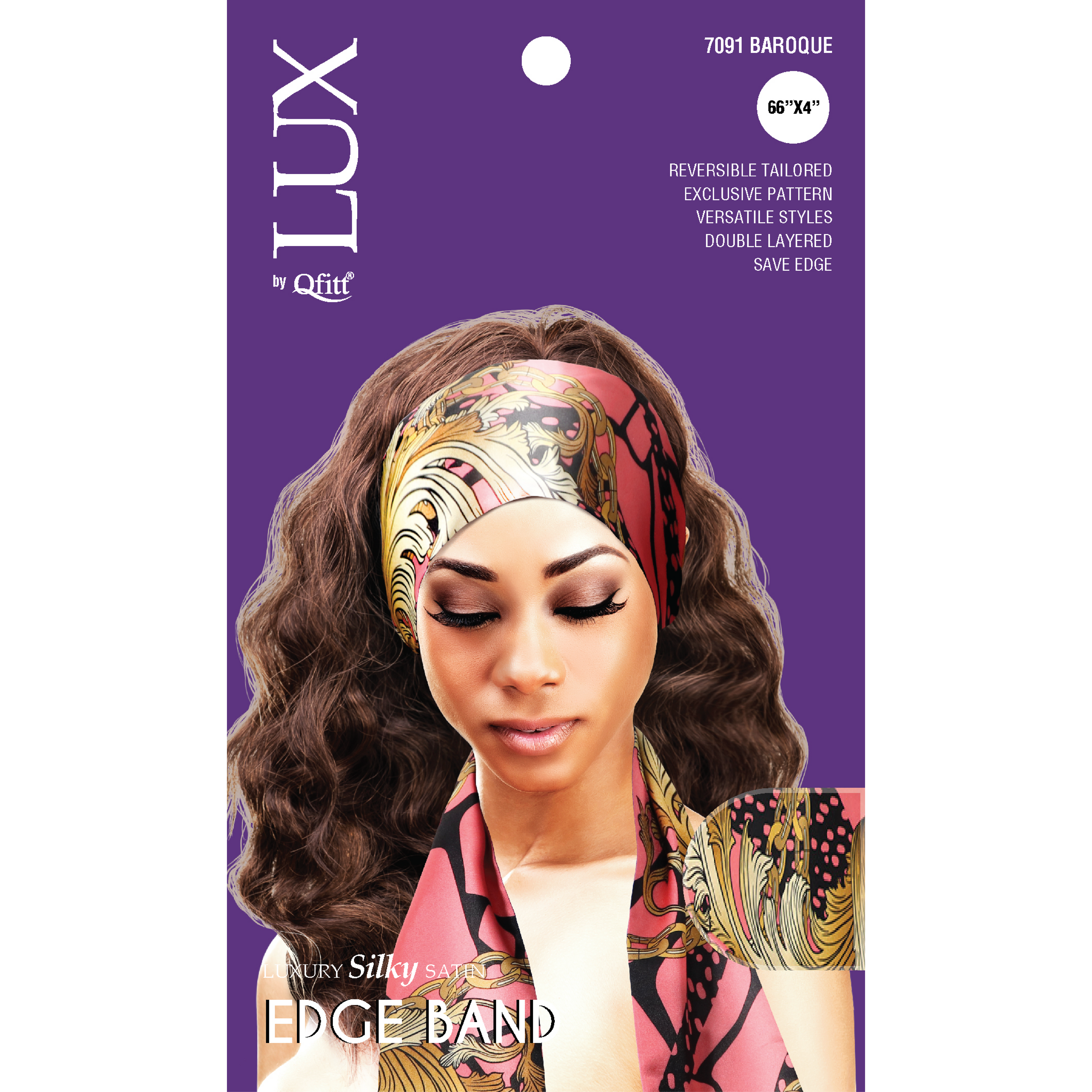 Lux by Qfitt Pattern Luxury Silky Satin Edge Band