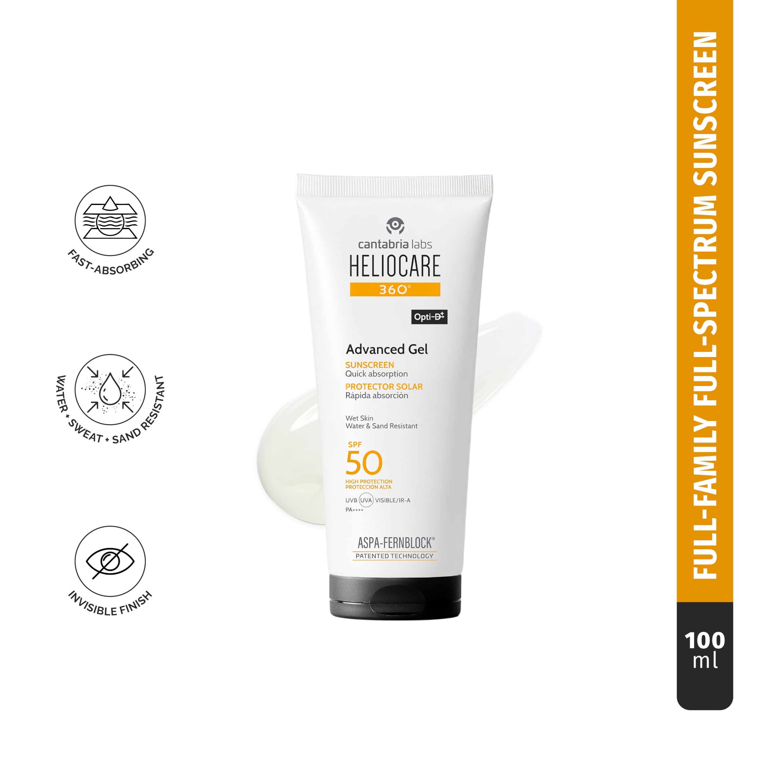 Heliocare Advanced Gel SPF 50 Sunscreen - Natural, Antioxidant, Non-Greasy Face Protection for All Skin Types