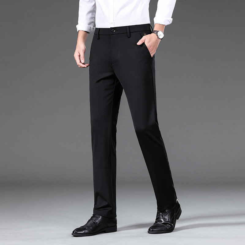 Mens Slim-fit Ice-silk Casual Pants