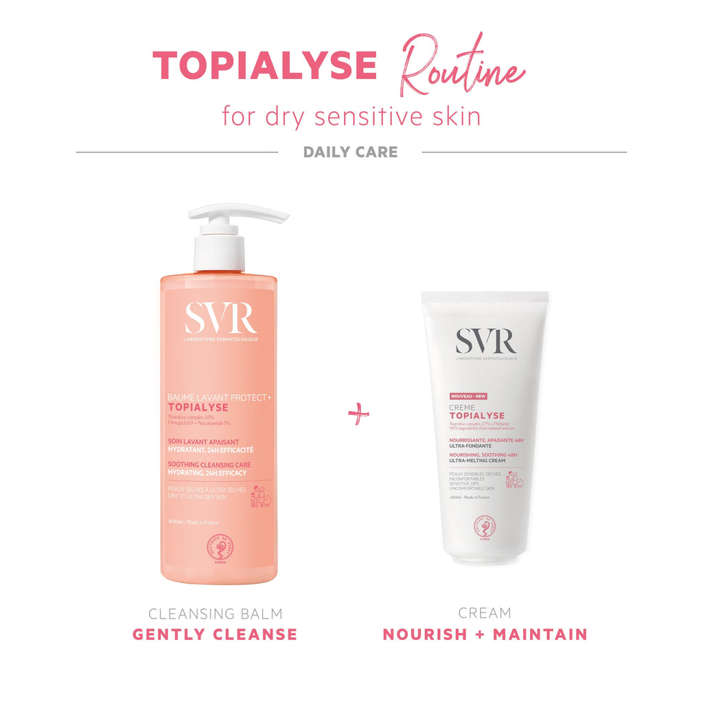SVR Creme Topialyse Moisturizing Body Cream - Natural Skincare for Sensitive Skin, Family-Friendly