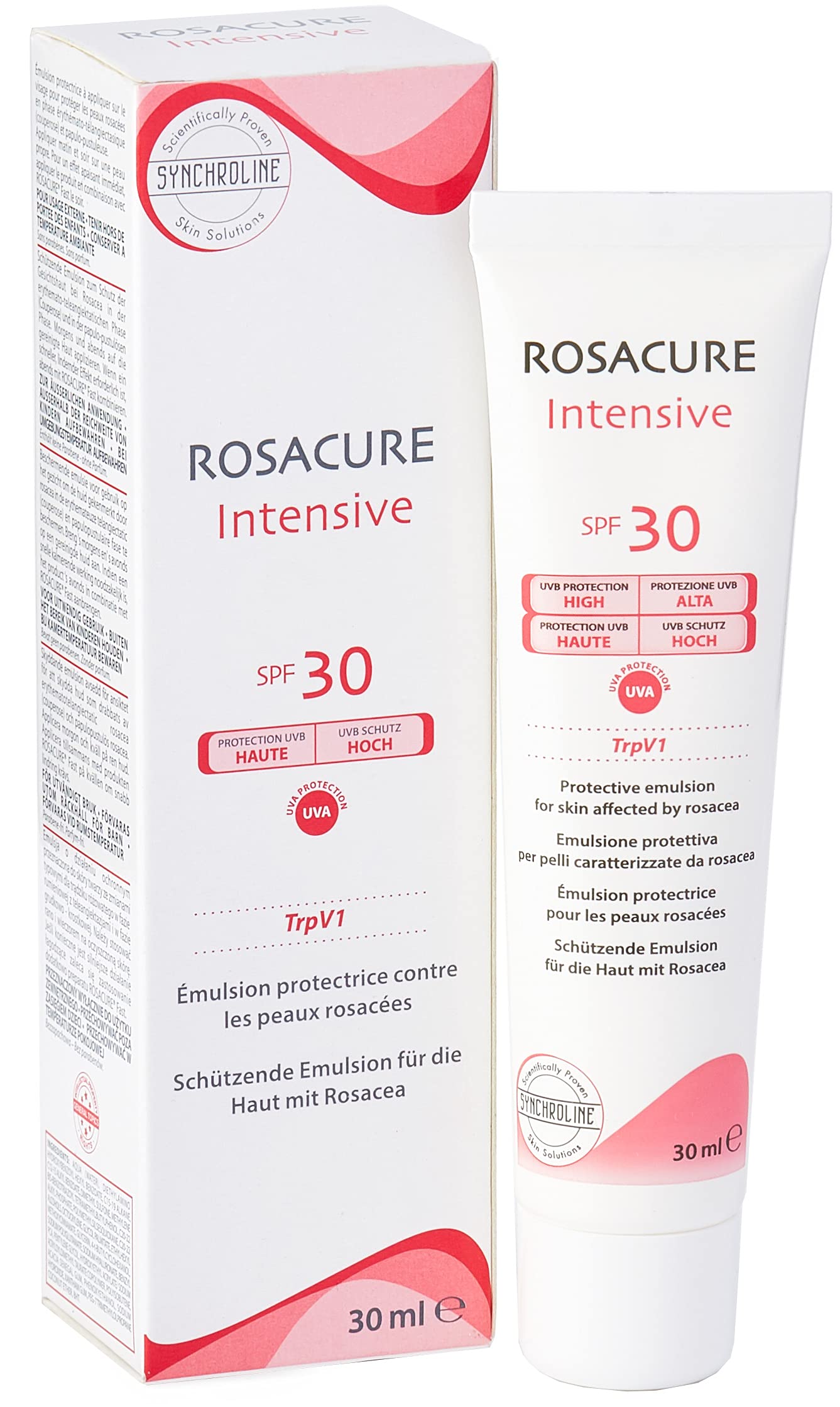 Synchroline Rosacure Intensive Cream SPF30 - Gentle Sunscreen for Rosacea-Prone Skin, SPF30 Protection, 1.01 fl oz