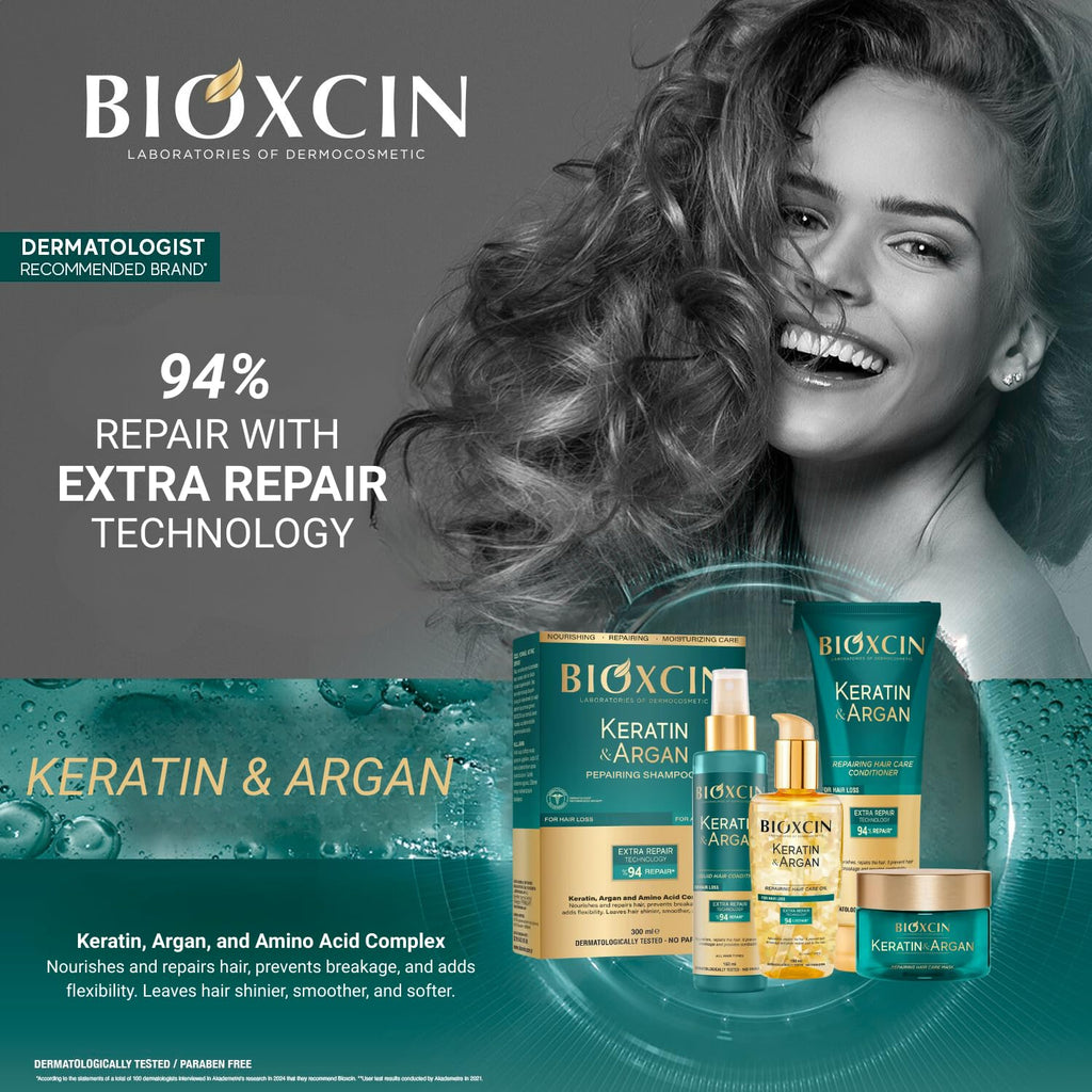 Bioxcin Keratin & Argan Repair Shampoo for Damaged Hair - 10.14 fl oz