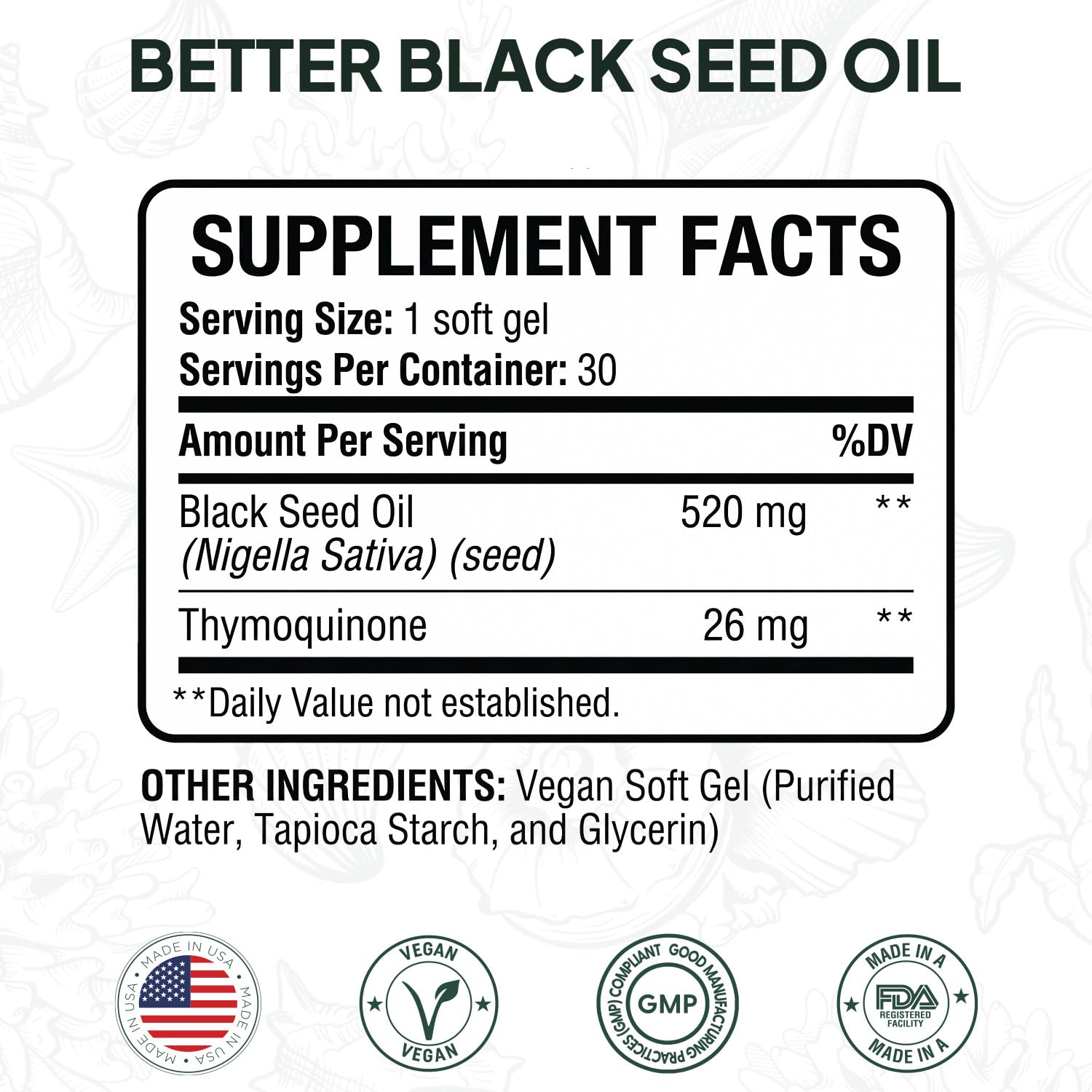 Ocean Black Seed Oil Supplement - 1000mg Çörek Otu Yağı Capsules, 60 Count (1+1 Free) - Natural Health Support