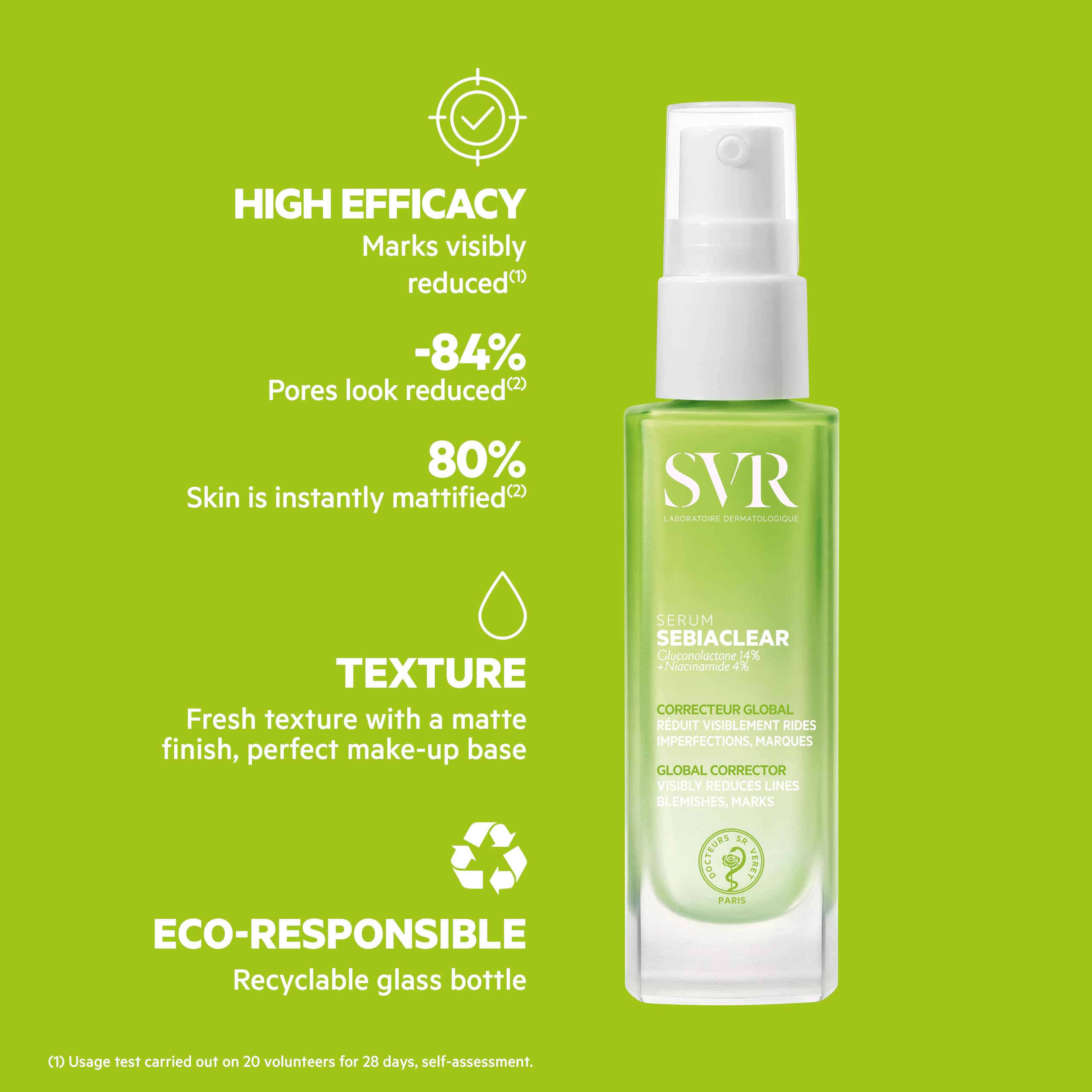SVR Sebiaclear Serum 30ml - Non-Comedogenic Skincare for Oily Skin, Hypoallergenic Serum with Gluconolactone & Salicylic Acid