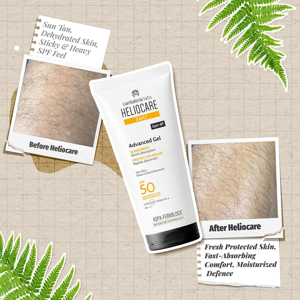Heliocare Advanced Gel SPF 50 Sunscreen - Natural, Antioxidant, Non-Greasy Face Protection for All Skin Types