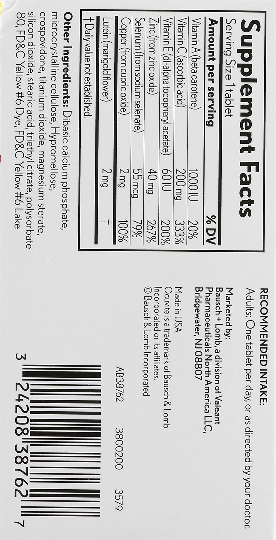Bausch & Lomb Ocuvite Complete - 2 Pack of 60 Capsules