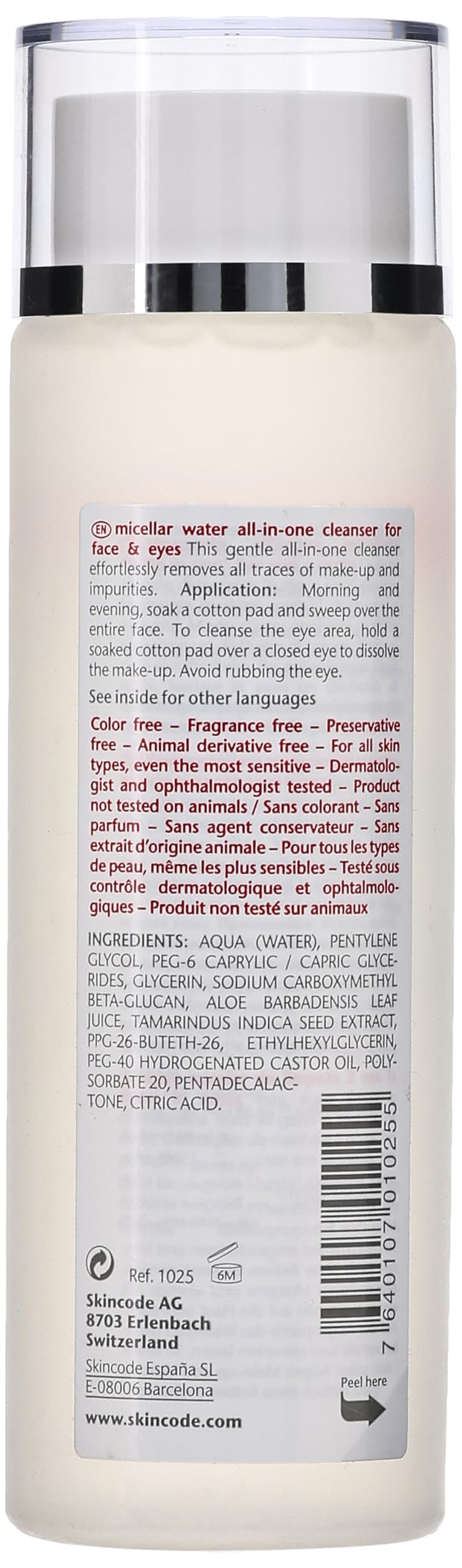 Skincode Micellar Water Cleanser - Gentle, All-in-One Facial Cleanser for Deep Cleansing - 200ml