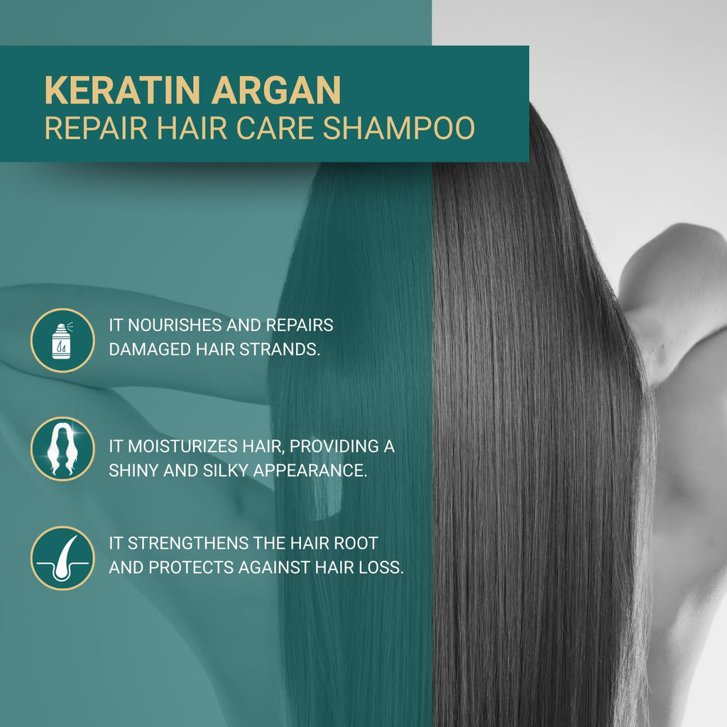 Bioxcin Keratin & Argan Repair Shampoo - Nourishes & Repairs Damaged Hair, 300ml
