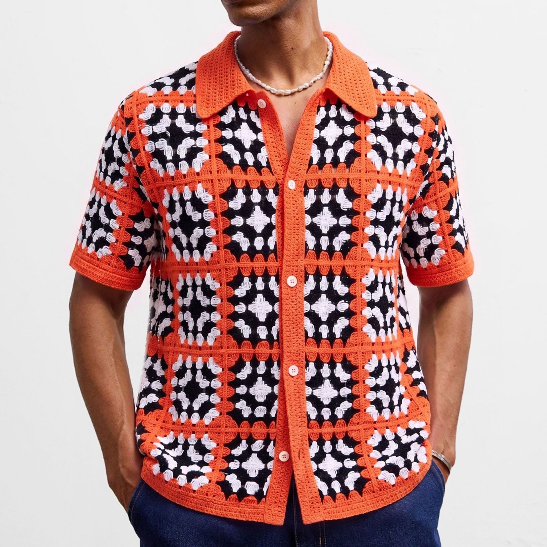 Knitted European And American-style Casual Short-sleeve Resort Wear