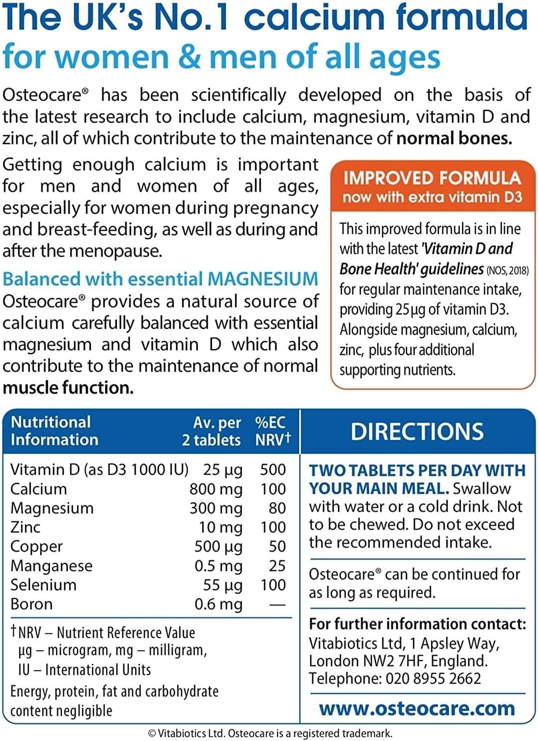 Vitabiotics Osteocare 90 Tablets