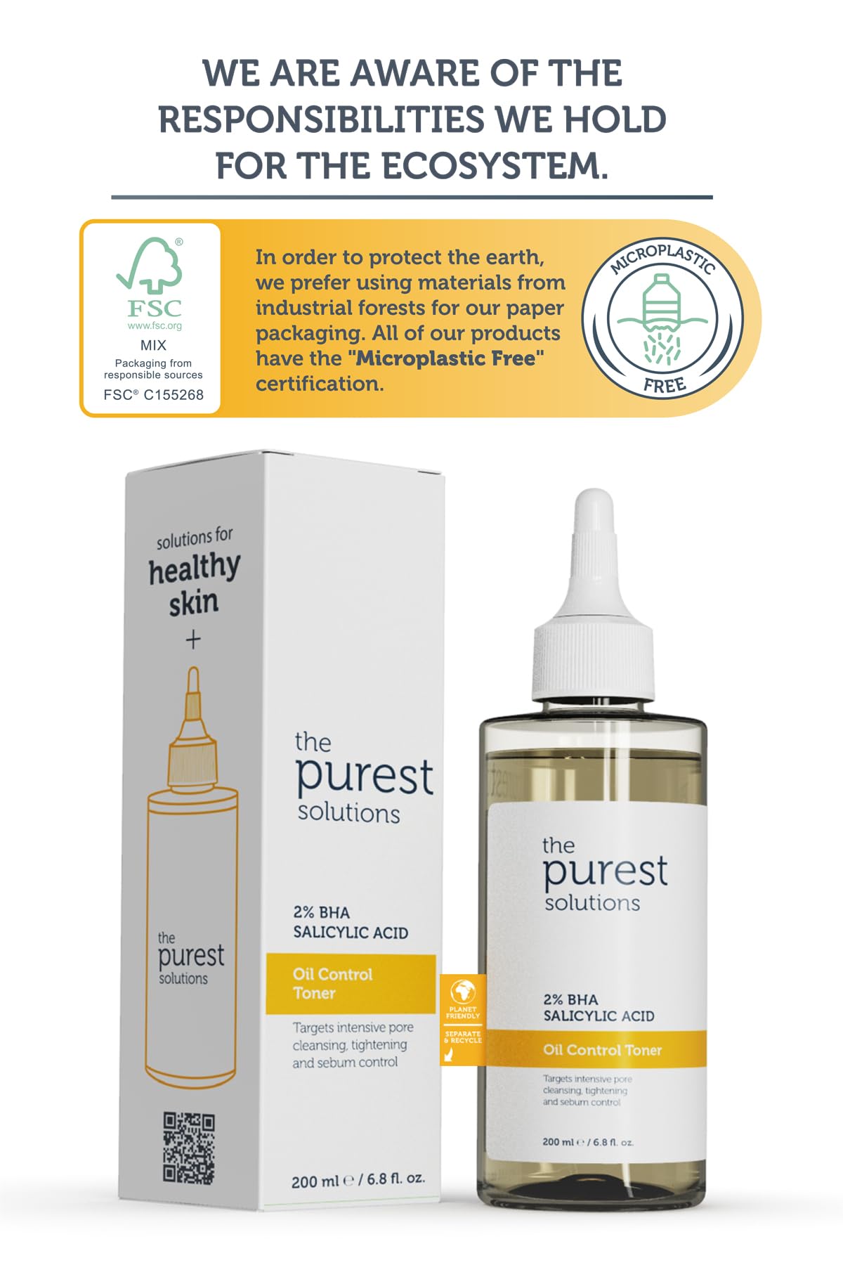 The Purest Solutions Skin Care Set - BHA Exfoliant & Salicylic Acid Toner for Oil Control
