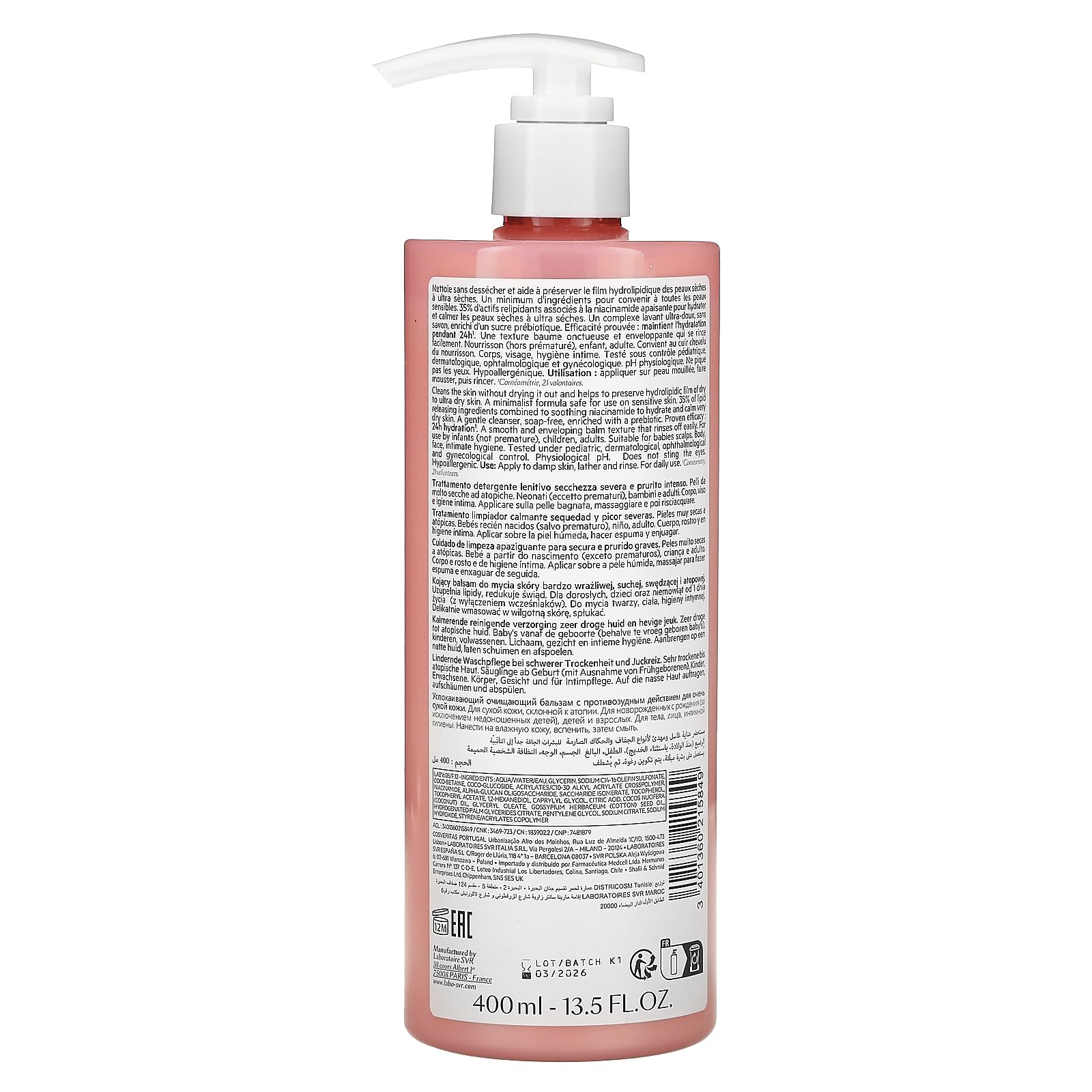 SVR Topialyse Gentle Cleansing Gel for Sensitive Skin - 200ml, Moisturizing, Suitable for Babies, Children, and Adults